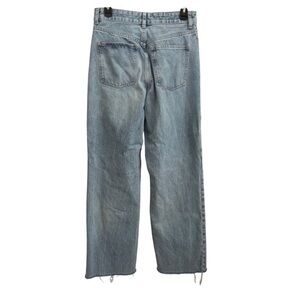 Zara High Rise Wide Leg Raw Hem Jeans Light Wash Vintage Style Cropped Denim 8